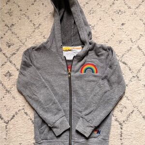 AVIATOR NATION KIDS Gray Kids Hoodie with Rainbow Patch size 8